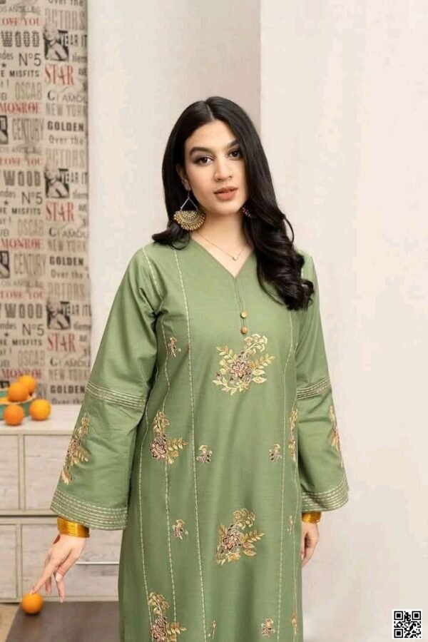 Grace in Green – Embroidered Rayon Silk 2-Piece Set